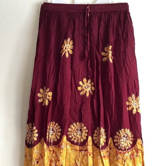New Maroon Mustard India new 100% cotton Skirt - Picture 1 of 8